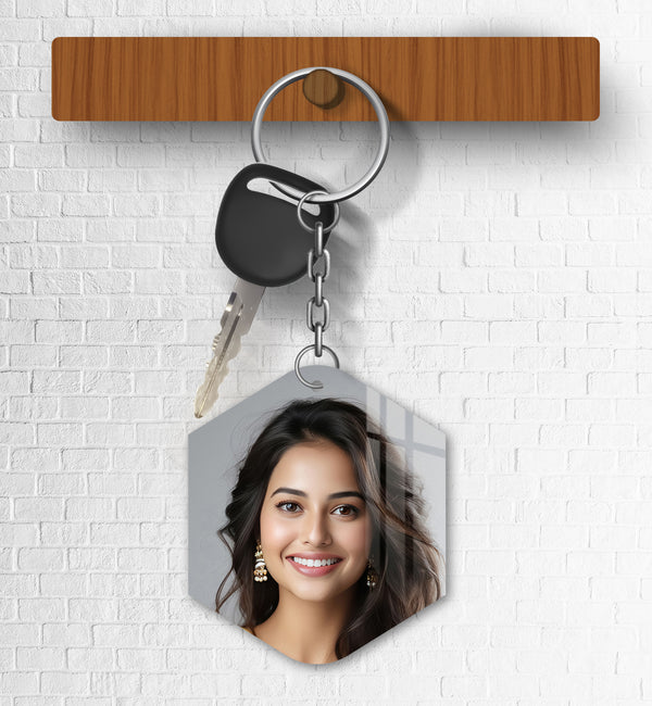 Acrylic Personalized Photo Keychain, Both Side Printing Design Shape - 1