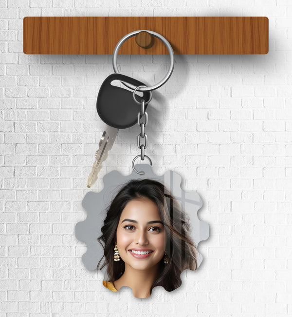 Acrylic Personalized Photo Keychain, Both Side Printing Design Shape - 2