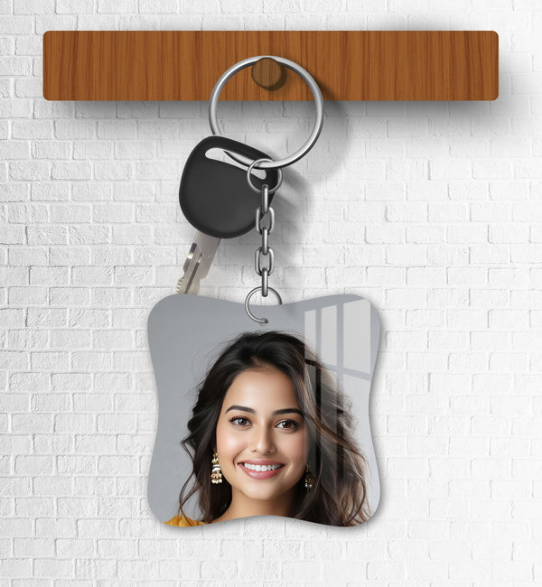 Acrylic Personalized Photo Keychain, Both Side Printing Design Shape - 25