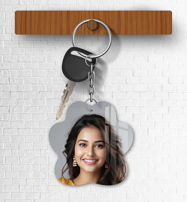 Acrylic Personalized Photo Keychain, Both Side Printing Design Shape - 38